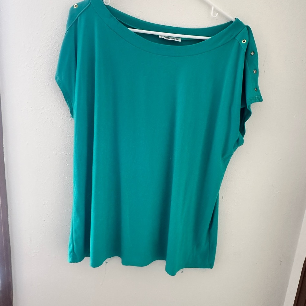 Carol Rose teal shirt